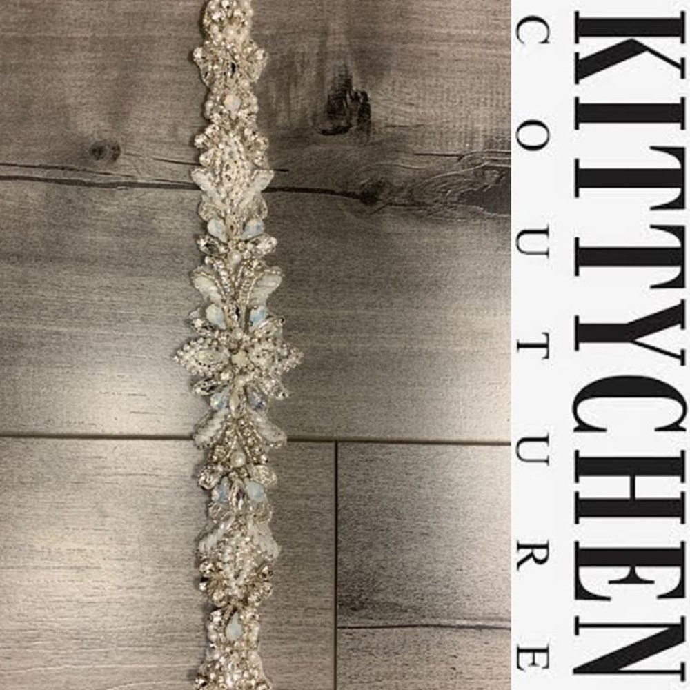 NWT Kitty Chen GLITZ Wedding Dress Belt - Ivory, 6